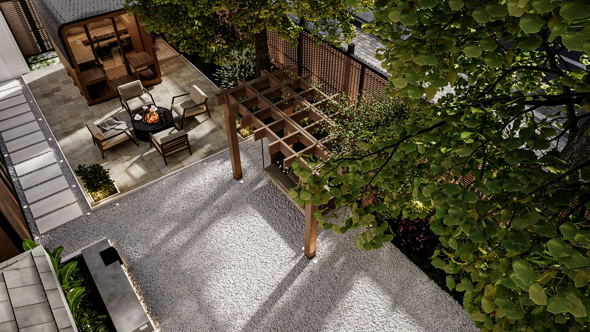Landscaped courtyard proposal at 28 Kent Road, Surrey Hills